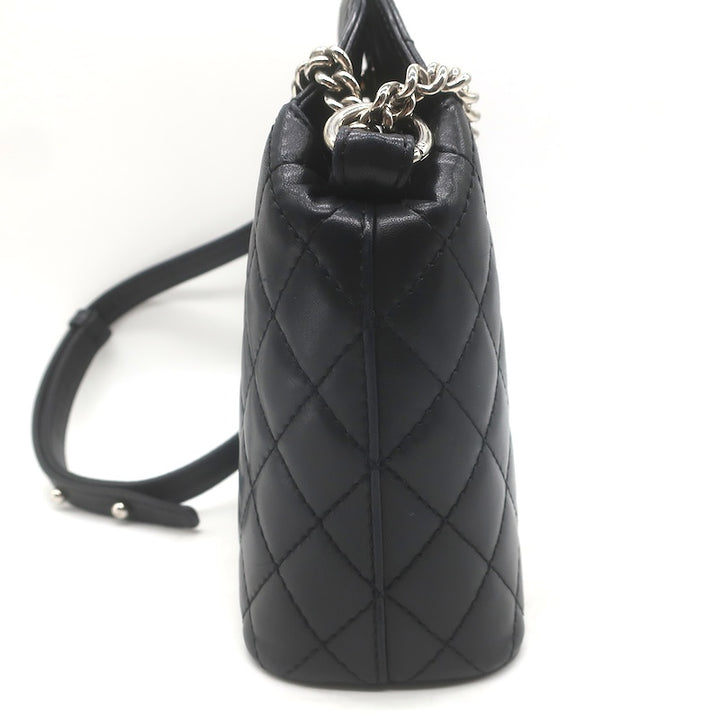Chanel 2011 Quilted Lambskin Leather Chain-Strap Small Crossbody Bag Black