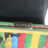 Clare V. Flore Chain Strap Crossbody Bag Multi Striped Snake-Embossed Leather