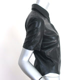 Nanushka Clare Vegan Leather Shirt Black Size Extra Small Short Sleeve Top