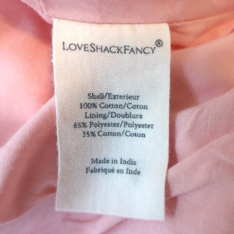 LoveShackFancy Eleora Cropped Puff Sleeve Jacket Pink Patchwork Cotton Size 00