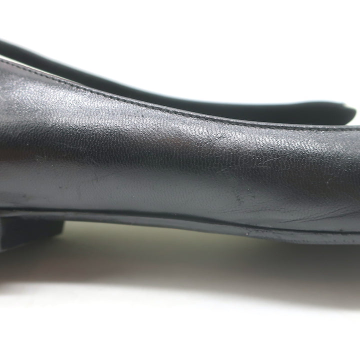 Saint Laurent Two-Tone Pointed Toe Ballet Flats Black &amp; Cream Leather Size 39.5
