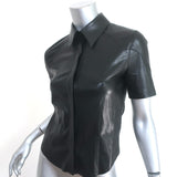 Nanushka Clare Vegan Leather Shirt Black Size Extra Small Short Sleeve Top