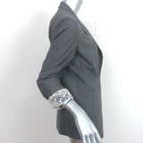 Brunello Cucinelli Lace Cuff Blazer Gray Stretch Wool Size 42 One-Button Jacket