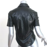 Nanushka Clare Vegan Leather Shirt Black Size Extra Small Short Sleeve Top