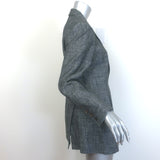 Brunello Cucinelli Monili Beaded Feather Brooch Blazer Gray Linen-Blend Size 44
