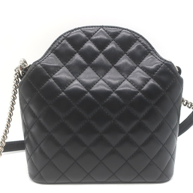 Chanel 2011 Quilted Lambskin Leather Chain-Strap Small Crossbody Bag Black