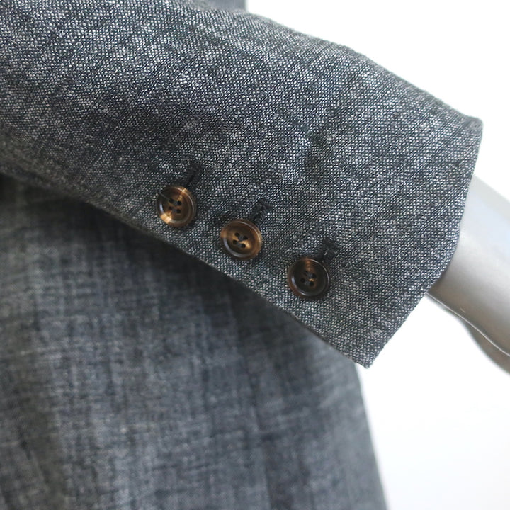 Brunello Cucinelli Monili Beaded Feather Brooch Blazer Gray Linen-Blend Size 44