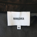 Nanushka Clare Vegan Leather Shirt Black Size Extra Small Short Sleeve Top