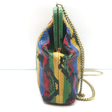 Clare V. Flore Chain Strap Crossbody Bag Multi Striped Snake-Embossed Leather