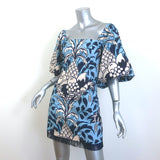 Cara Cara Montauk Puff Sleeve Fringed Mini Dress Blue Size Extra Small NEW