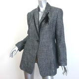 Brunello Cucinelli Monili Beaded Feather Brooch Blazer Gray Linen-Blend Size 44