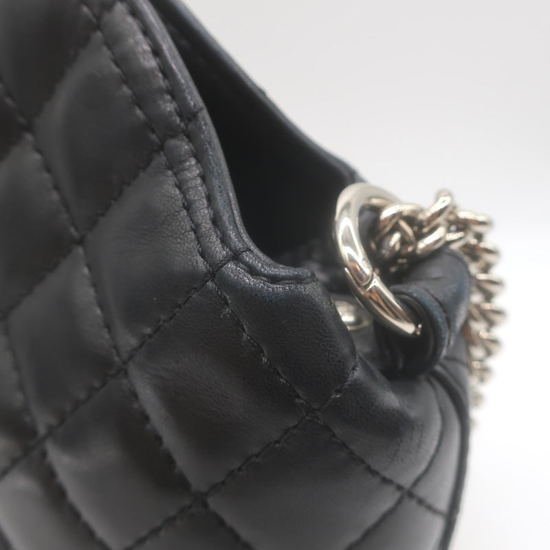Chanel 2011 Quilted Lambskin Leather Chain-Strap Small Crossbody Bag Black