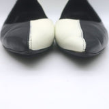 Saint Laurent Two-Tone Pointed Toe Ballet Flats Black & Cream Leather Size 39.5