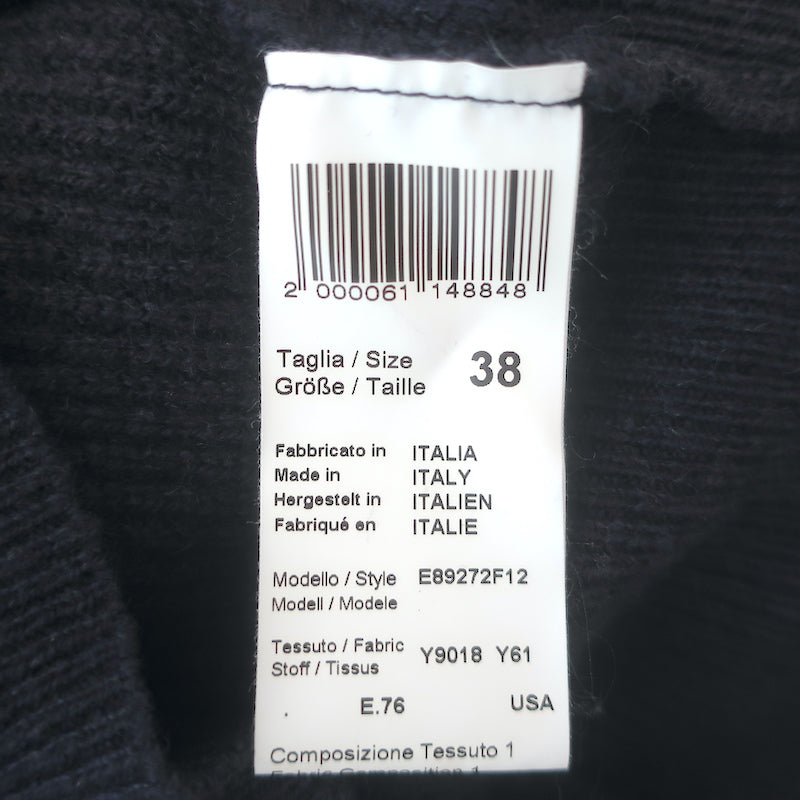 Peserico Lace-Sleeve Turtleneck Sweater Navy Ribbed Wool Size 38 NEW