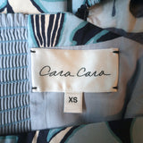 Cara Cara Montauk Puff Sleeve Fringed Mini Dress Blue Size Extra Small NEW