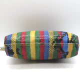 Clare V. Flore Chain Strap Crossbody Bag Multi Striped Snake-Embossed Leather