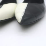 Saint Laurent Two-Tone Pointed Toe Ballet Flats Black & Cream Leather Size 39.5