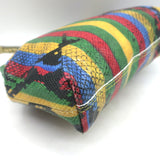 Clare V. Flore Chain Strap Crossbody Bag Multi Striped Snake-Embossed Leather