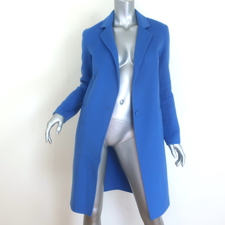 Sandro Dilan Single-Button Coat Blue Brushed Wool Size 34