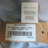 Cara Cara Montauk Puff Sleeve Fringed Mini Dress Blue Size Extra Small NEW