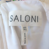 SALONI Lea Short Sleeve Maxi Dress Cream Floral Print Silk Satin Size US 2