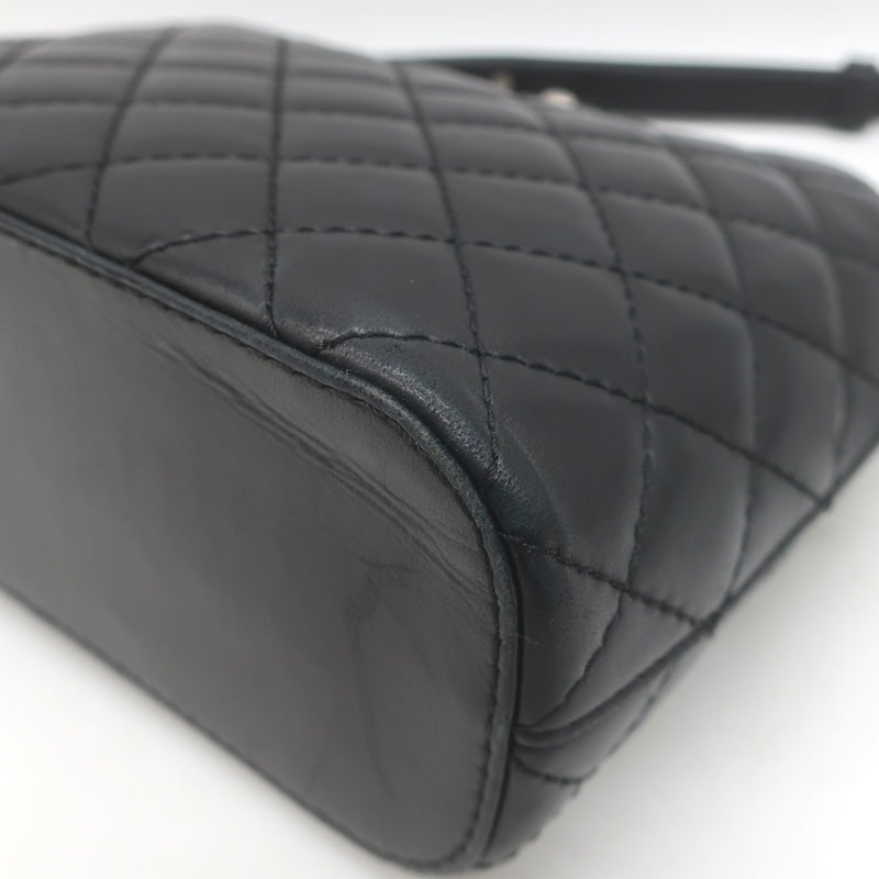 Chanel 2011 Quilted Lambskin Leather Chain-Strap Small Crossbody Bag Black