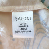 SALONI Lea Short Sleeve Maxi Dress Cream Floral Print Silk Satin Size US 2