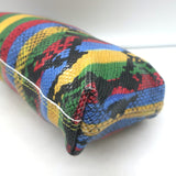 Clare V. Flore Chain Strap Crossbody Bag Multi Striped Snake-Embossed Leather