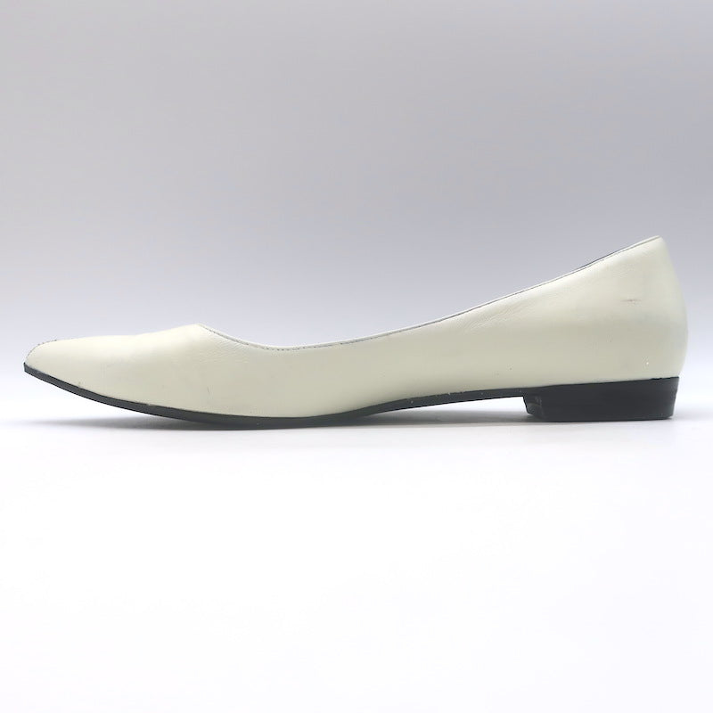 Saint Laurent Two-Tone Pointed Toe Ballet Flats Black &amp; Cream Leather Size 39.5