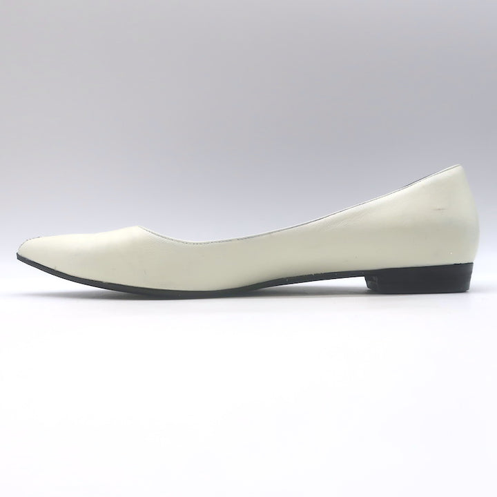 Saint Laurent Two-Tone Pointed Toe Ballet Flats Black &amp; Cream Leather Size 39.5