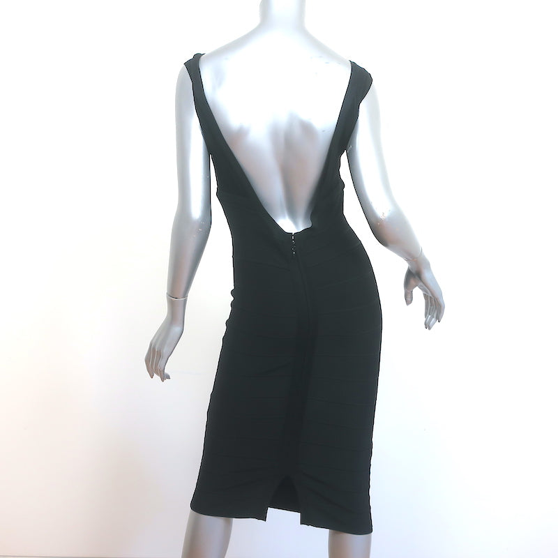 Herve Leger Karima Open Back Bandage Dress Black Size Medium