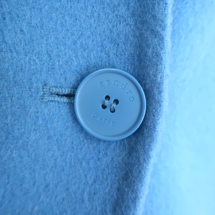 Sandro Dilan Single-Button Coat Blue Brushed Wool Size 34