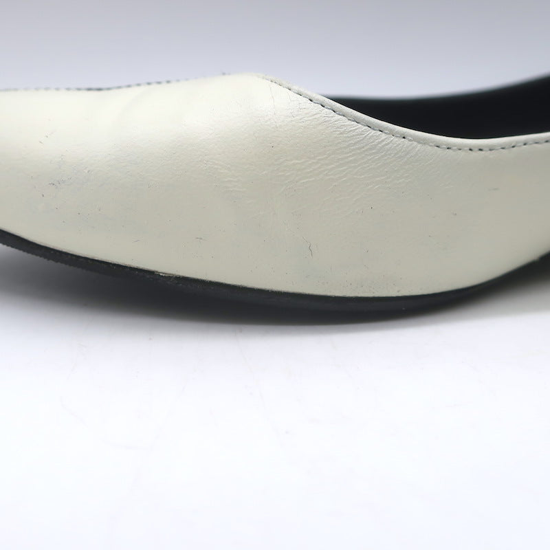 Saint Laurent Two-Tone Pointed Toe Ballet Flats Black &amp; Cream Leather Size 39.5