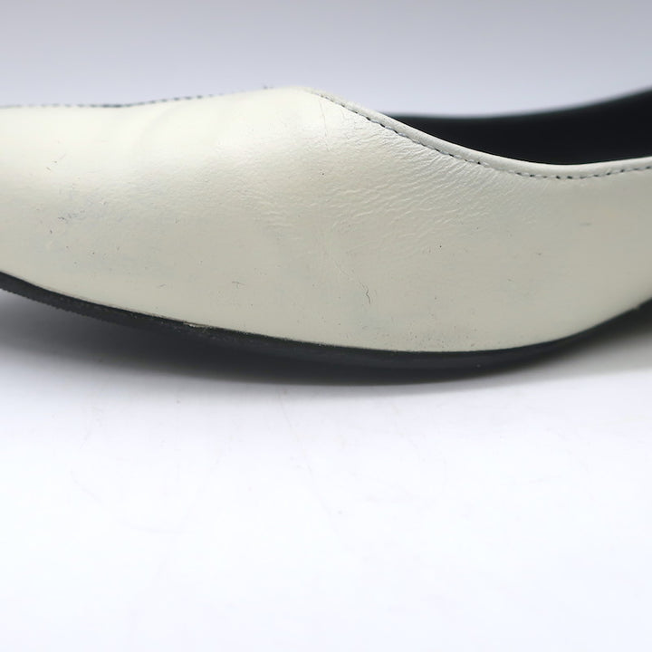 Saint Laurent Two-Tone Pointed Toe Ballet Flats Black &amp; Cream Leather Size 39.5