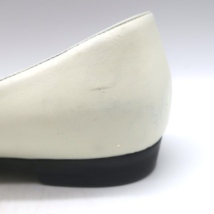 Saint Laurent Two-Tone Pointed Toe Ballet Flats Black &amp; Cream Leather Size 39.5