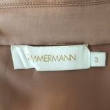 Zimmermann Blouson-Sleeve Mini Wrap Dress Biscuit Silk Satin Size 3