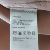 Zimmermann Blouson-Sleeve Mini Wrap Dress Biscuit Silk Satin Size 3