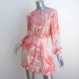 Stella McCartney Coral Print Long Sleeve Mini Dress Pink Size 36