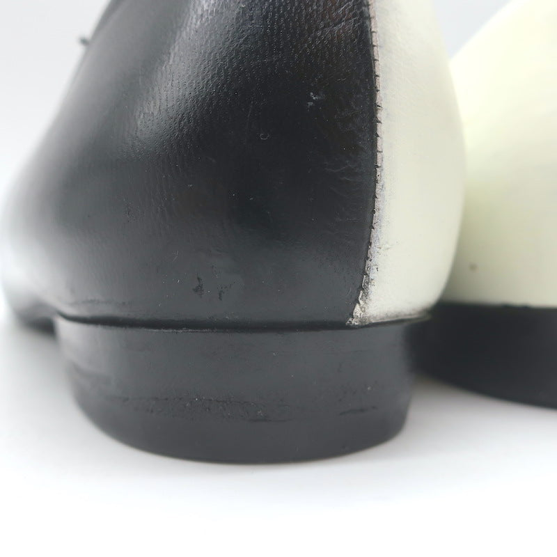 Saint Laurent Two-Tone Pointed Toe Ballet Flats Black &amp; Cream Leather Size 39.5