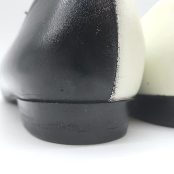 Saint Laurent Two-Tone Pointed Toe Ballet Flats Black &amp; Cream Leather Size 39.5