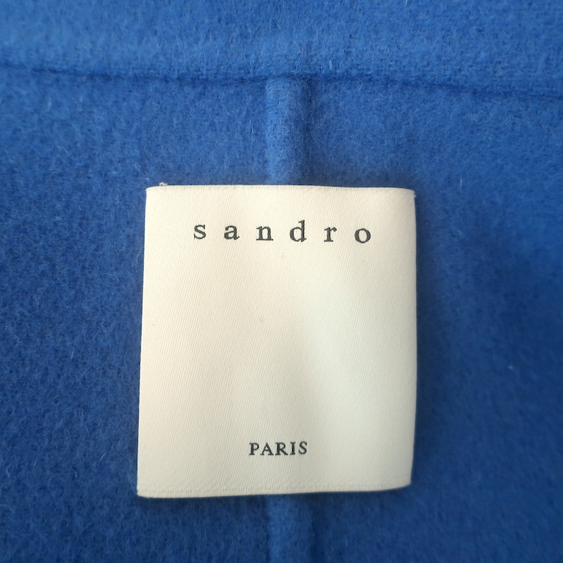 Sandro Dilan Single-Button Coat Blue Brushed Wool Size 34