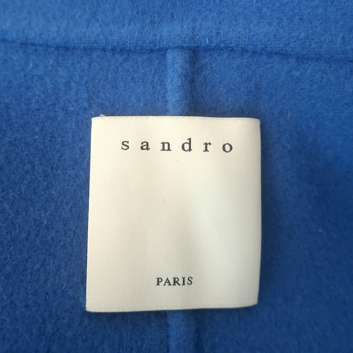 Sandro Dilan Single-Button Coat Blue Brushed Wool Size 34