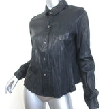 Burning Torch Leather Long Sleeve Button Down Shirt Black Size Small