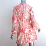 Stella McCartney Coral Print Long Sleeve Mini Dress Pink Size 36
