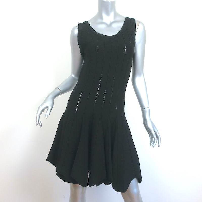 Jonathan Simkhai Fit & Flare Dress Black Pointelle Stretch Knit Size S Celebrity Owned Jonathan Simkhai Fit & Flare Dress Black Pointelle Stretch Knit Size S Celebrity Owned