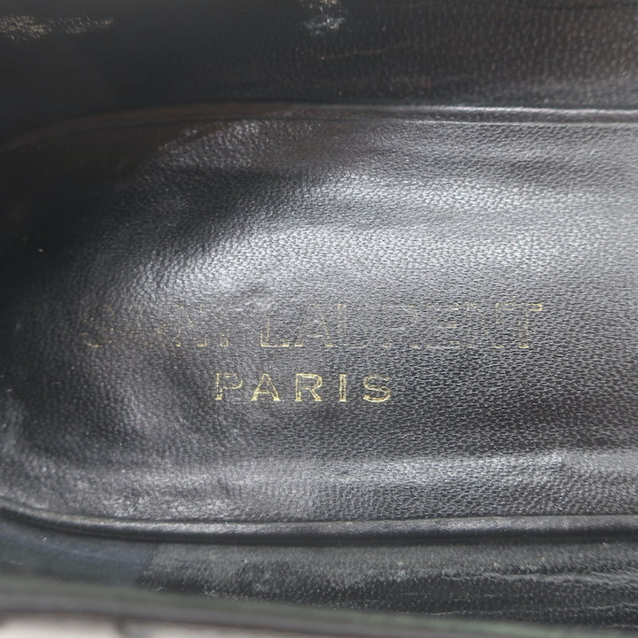 Saint Laurent Two-Tone Pointed Toe Ballet Flats Black &amp; Cream Leather Size 39.5