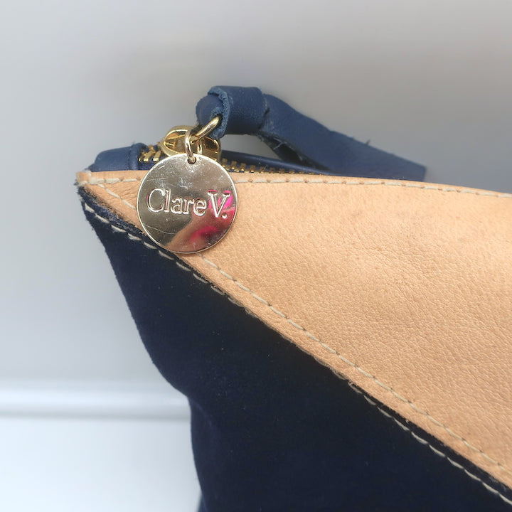 Clare V. Patchwork Flat Clutch Multicolor Leather &amp; Suede