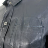 Burning Torch Leather Long Sleeve Button Down Shirt Black Size Small