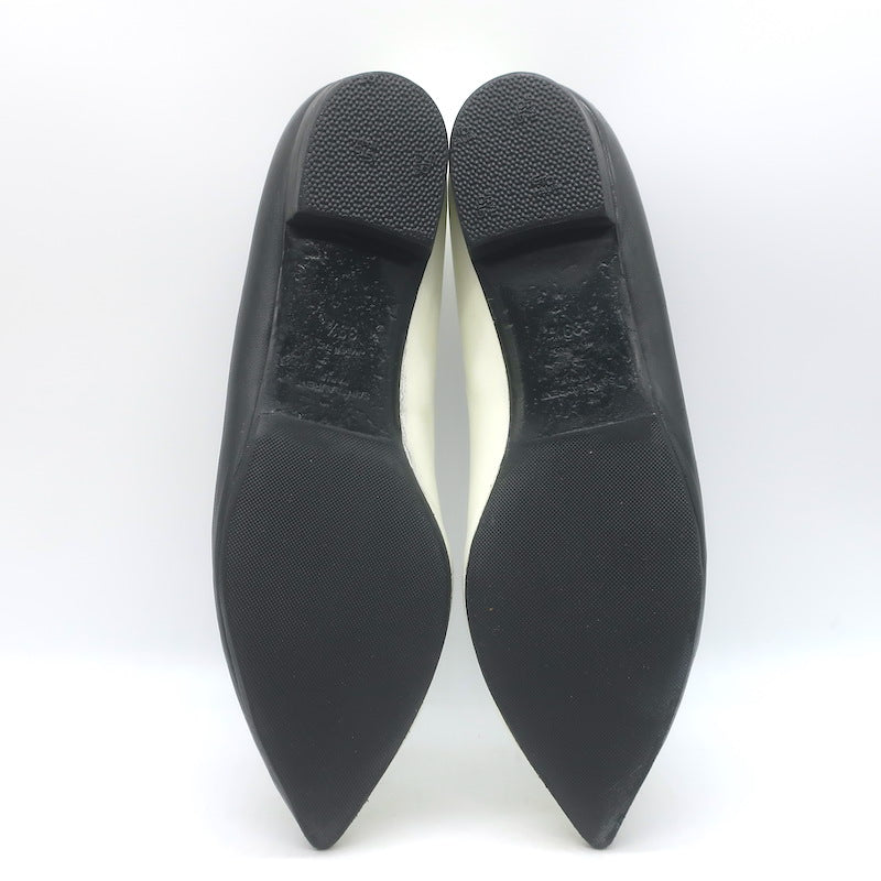Saint Laurent Two-Tone Pointed Toe Ballet Flats Black &amp; Cream Leather Size 39.5