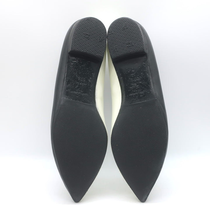 Saint Laurent Two-Tone Pointed Toe Ballet Flats Black &amp; Cream Leather Size 39.5